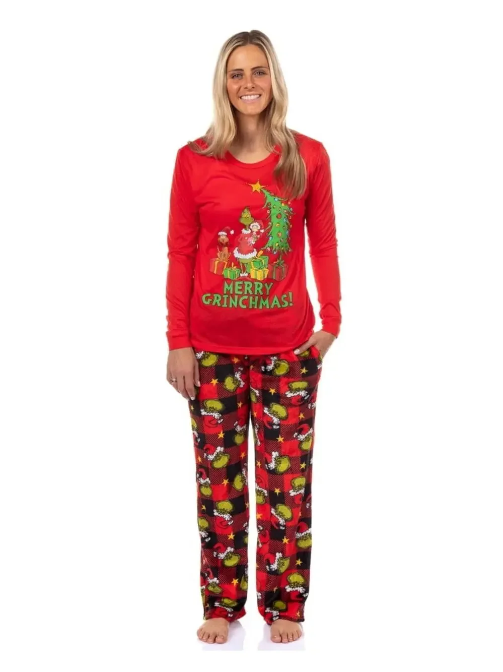 NEW! Size S Dr. Seuss The Grinch Pajamas Buffalo Plaid Matching Family Sleepwear